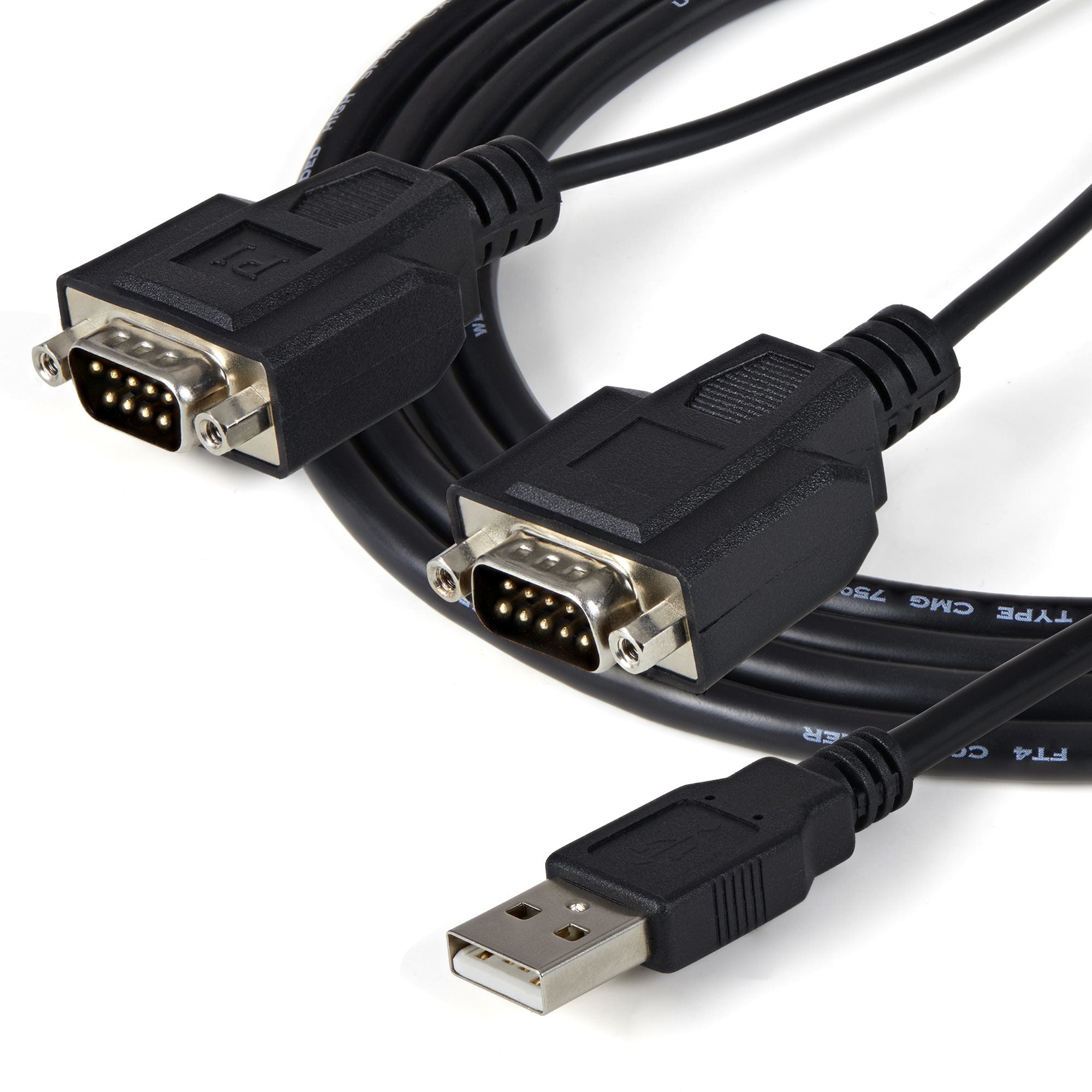 Cable 1.8M Adaptador Usb A 2 Puertos Serial Con Retencion Com.