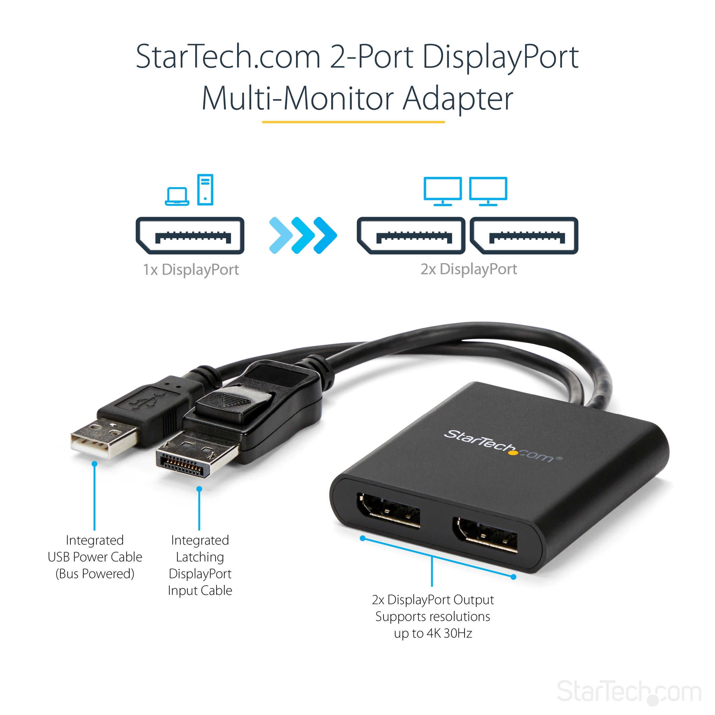 Splitter Divisor Dp 2 Puertos Displayport Hub Mst   .