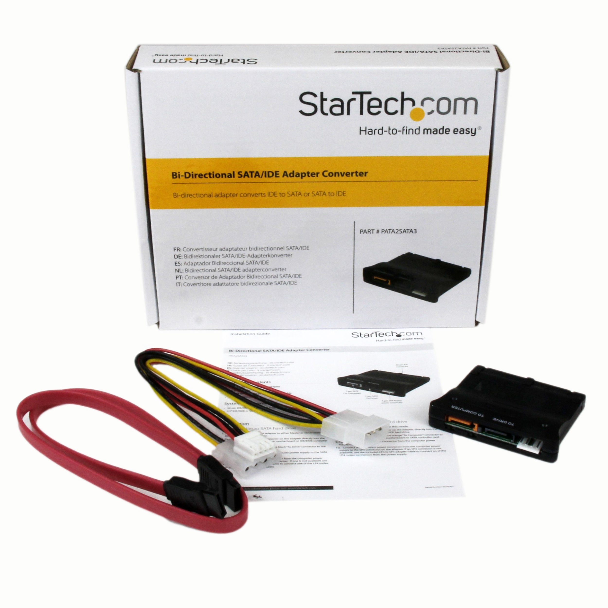 Convertidor Adaptador Ide Ata A Sata Bidireccional - 1X Ide Macho - 1X Sata Datos - 1X Sp4 Macho - Startech.Com Mod. Pata2Sata3