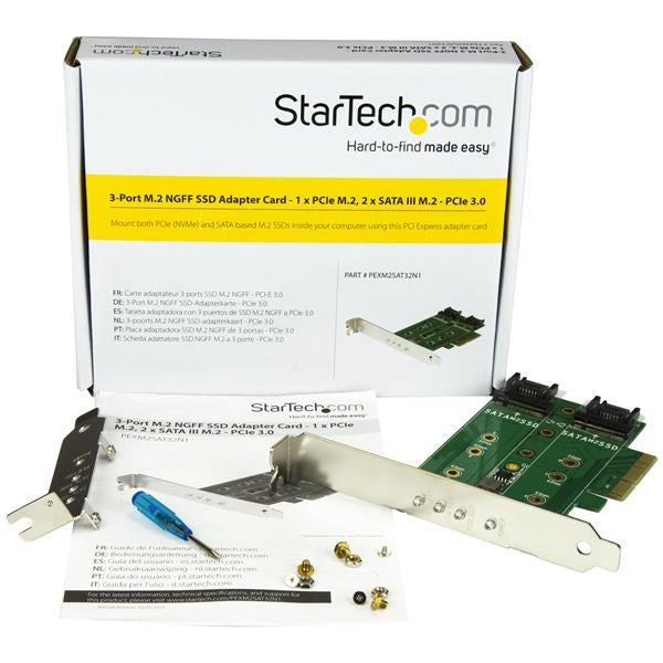 Tarjeta Adaptadora Pci Express 3.0 De 3 Puertos M.2 Para Ssd - 1X Nvme - 2X Sata Iii (Pexm2Sat32N1) - Startech.Com Mod. Pexm2Sat32N1