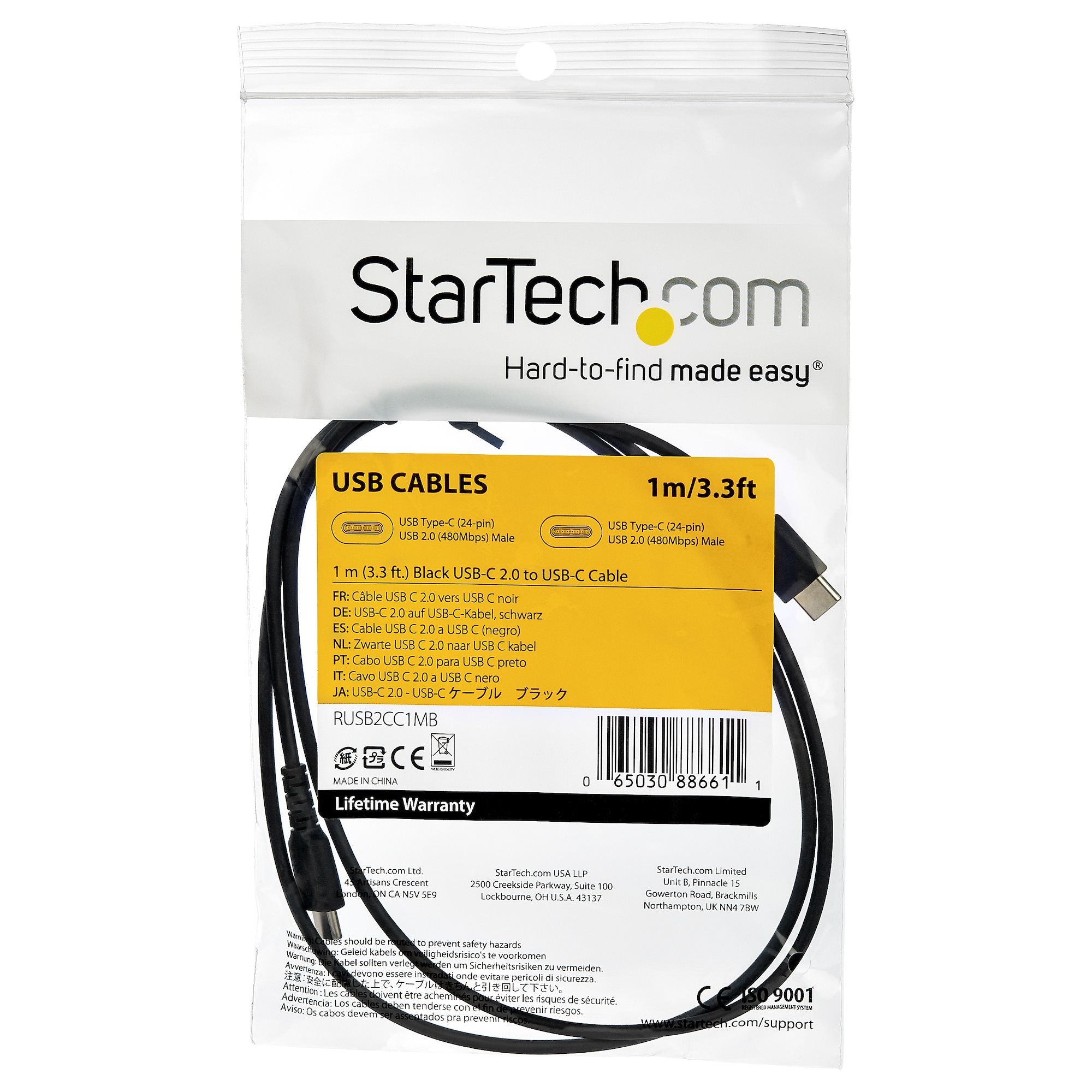 Cable Usb 2.0 A Usb-C De 1 M Negro - Con Fibra Aramida