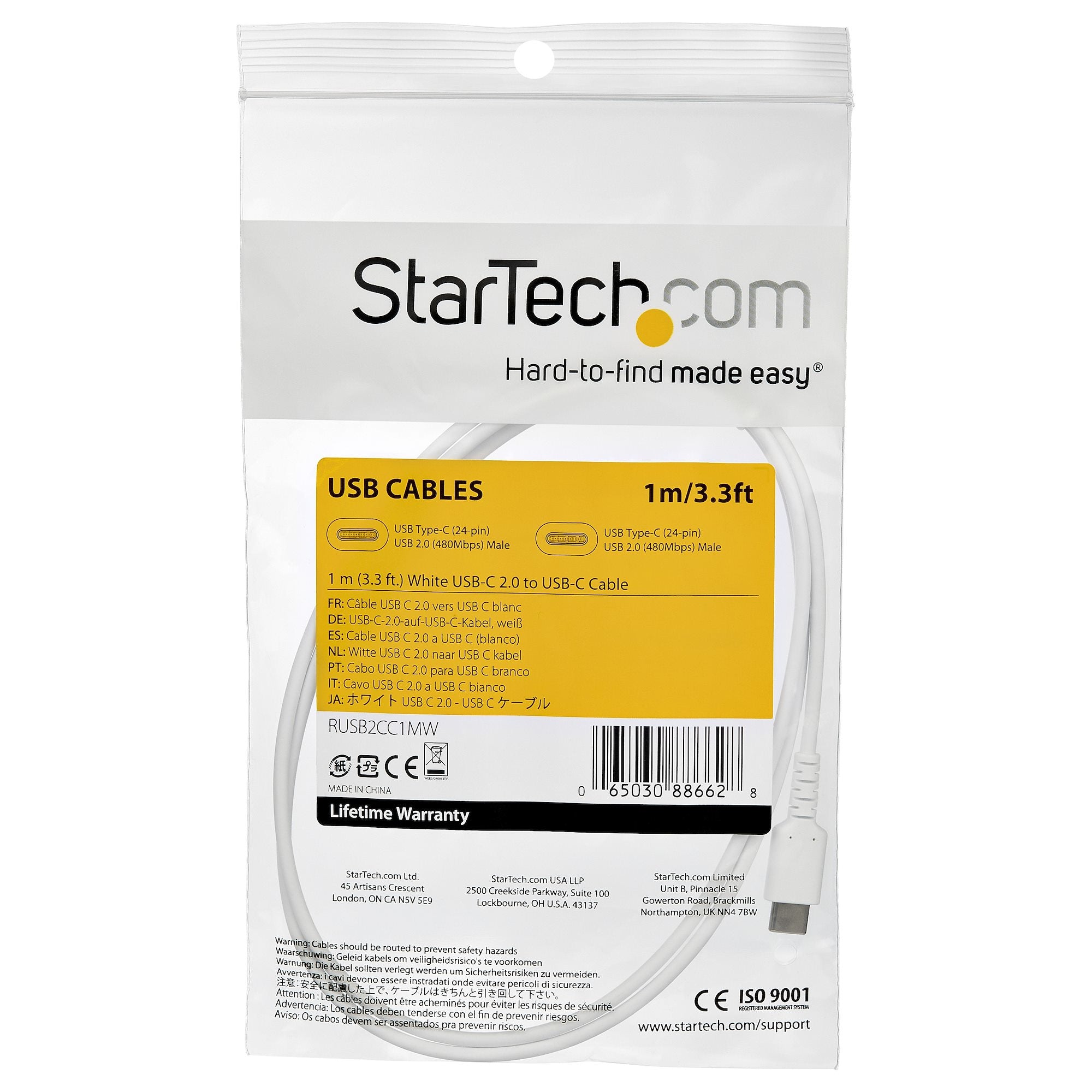 Cable Usb Tipo C De 1 M Blanco-Con Fibra Aramida