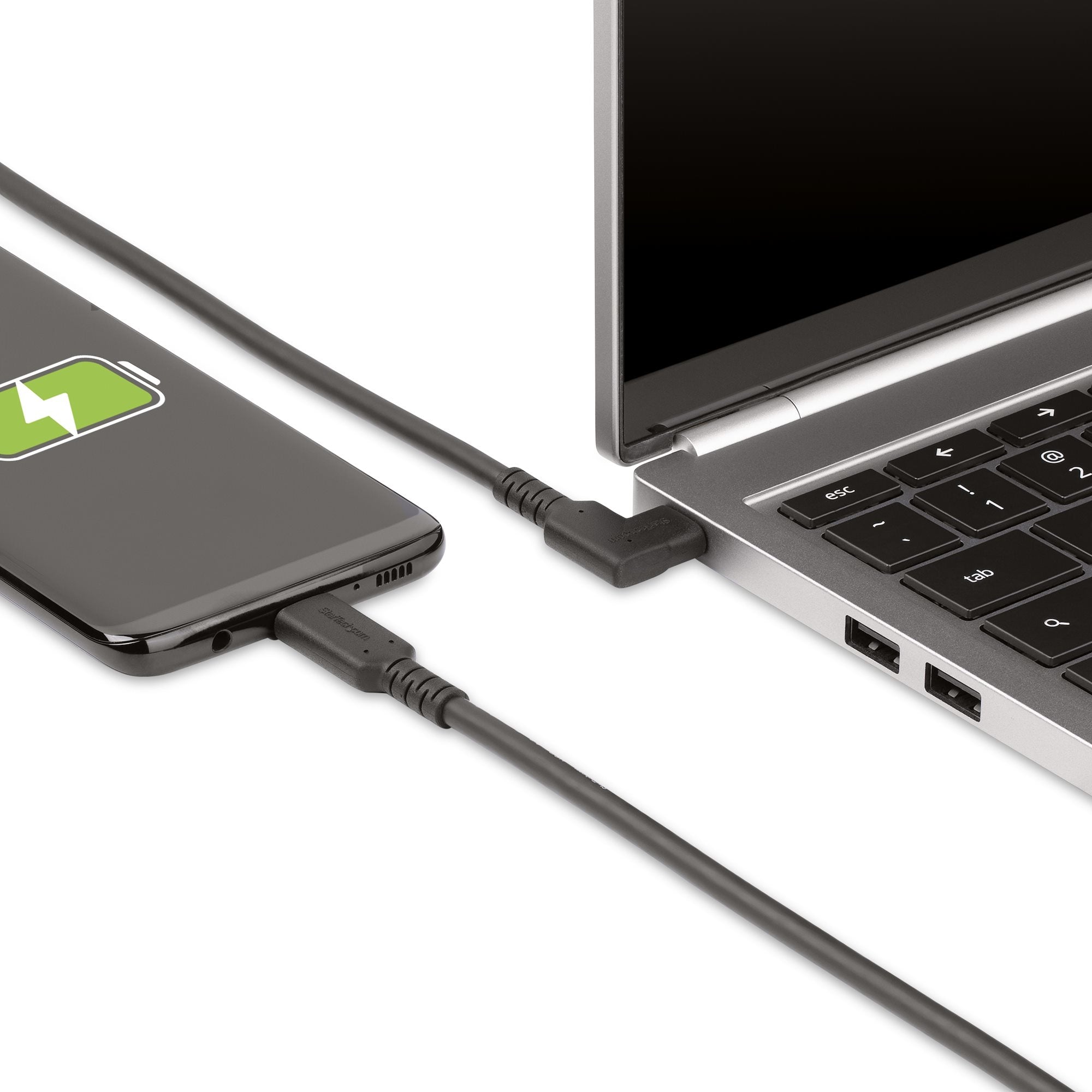 Cable 2M Usb-C Resistente Acodado A La Derecha Tipo C