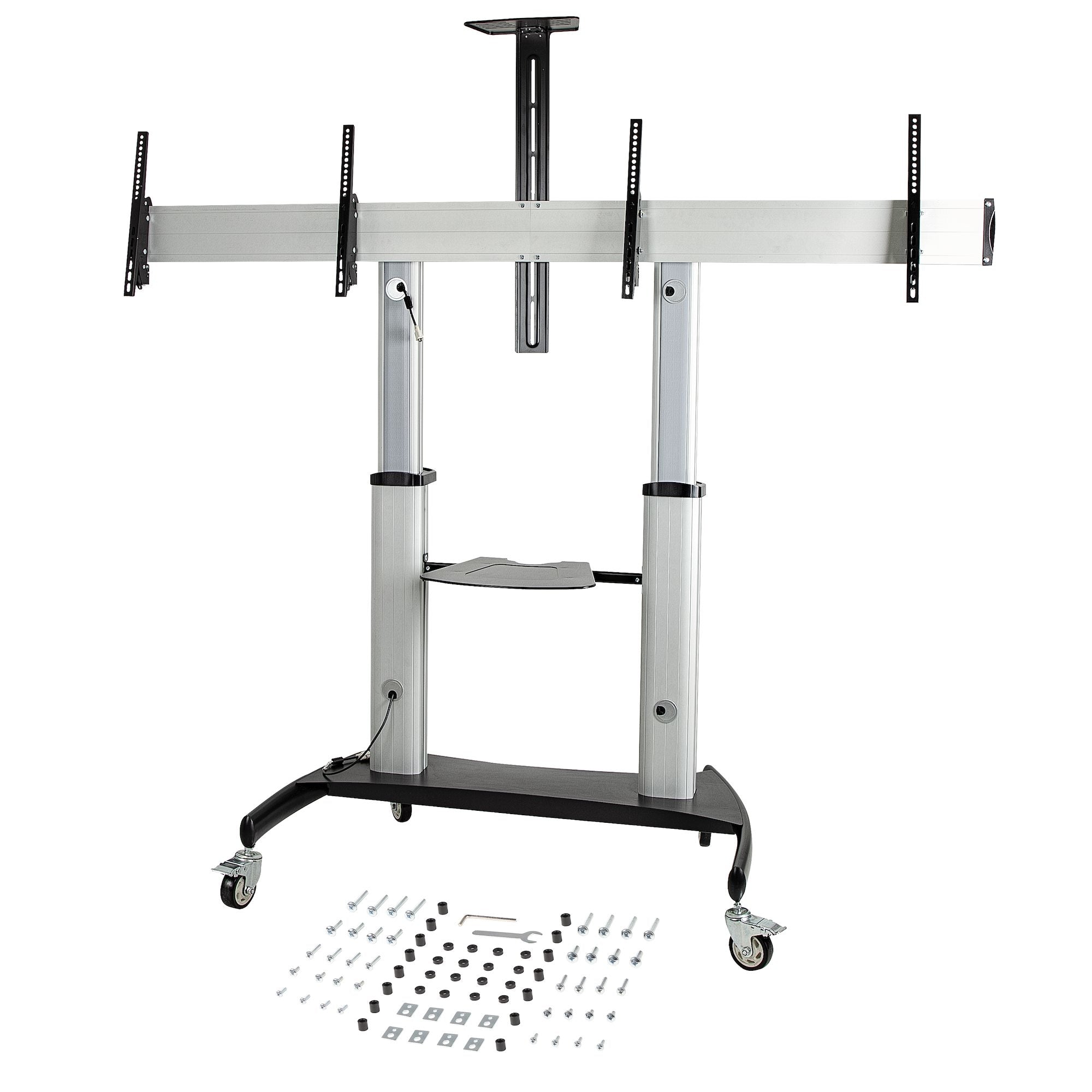 Carrito Para Dos Tv De 37 A 60 Pulgadas - Hasta 50Kg Cada Uno - Soporte Vesa Movil Para Dos Tv - Con Estantes Para Equipos - Soporte Con Ruedas Para Tv - Soporte Rodante Startech.Com - Stndmtvduo