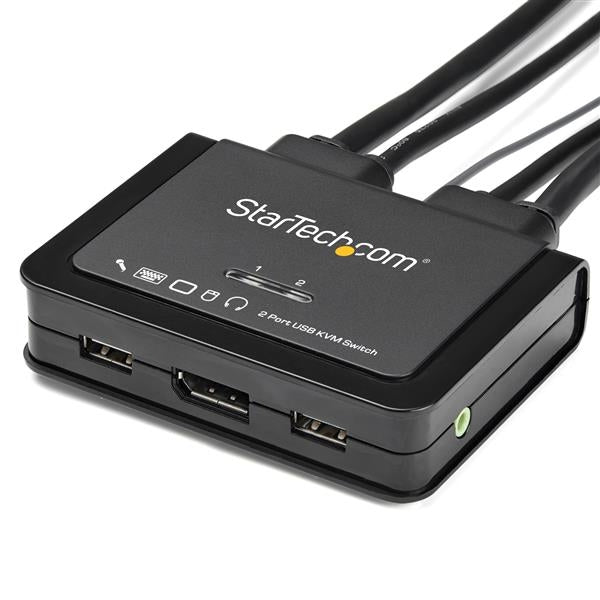 Switch Conmutador Kvm De 2 Pue Puertos Dp Usb 4K60Hz - Cables Inte