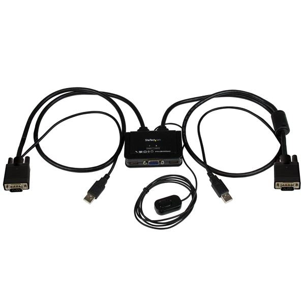 Switch Conmutador Kvm De Cable 2 Puertos Vga Alimentacion Usb