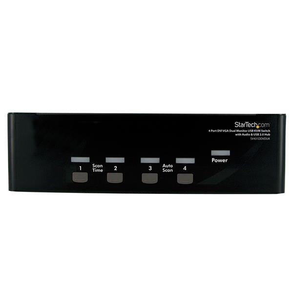 Conmutador Switch Kvm De 4 Pc 2 Pantallas Dvi Vga Audio Usb