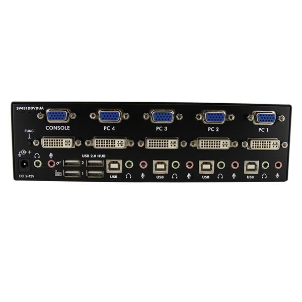 Conmutador Switch Kvm De 4 Pc 2 Pantallas Dvi Vga Audio Usb