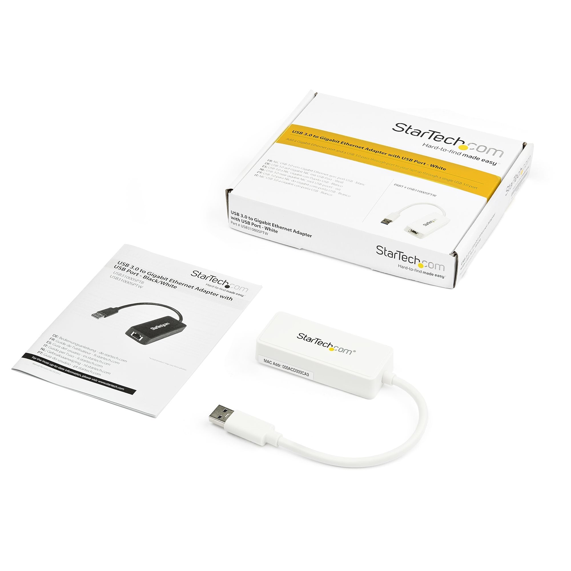 Tarjeta Ethernet 1 Puerto Rj45 Externa Usb 3.0 Con Hub Blanco