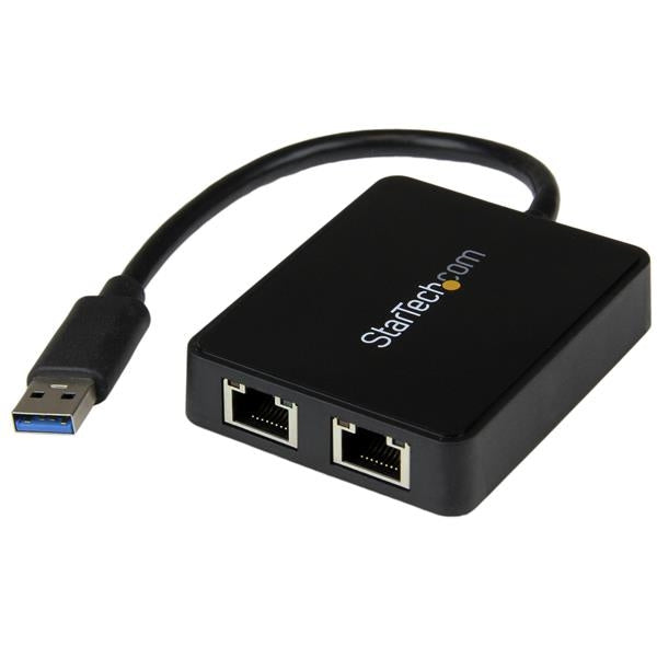 Adaptador Tarjeta De Red Nic Externa Usb 3.0 2 Puertos Gigabit Ethernet Rj45 Y 1 Puerto Usb Super Speed - Cable - Startech.Com Mod. Usb32000Spt