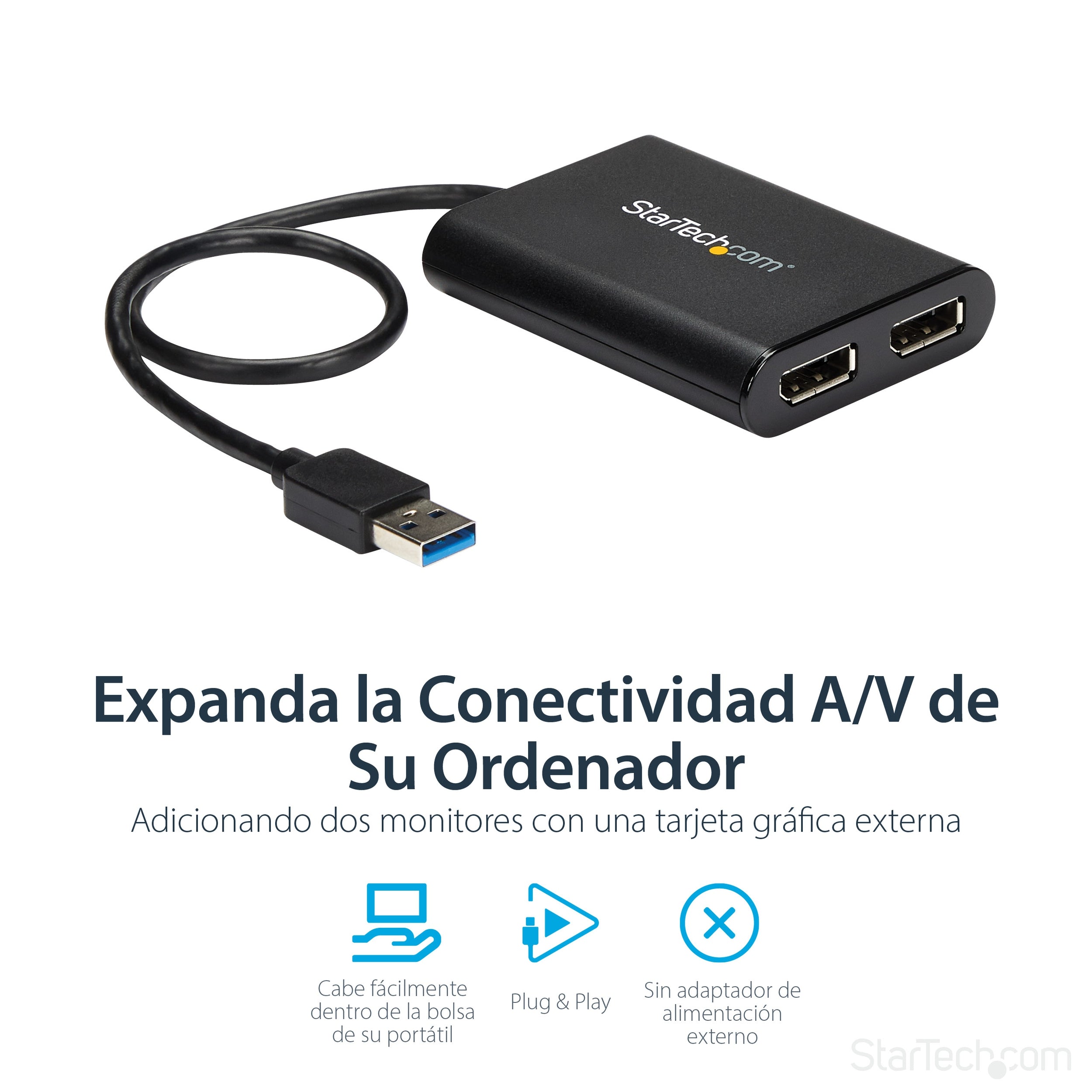 Adaptador De Video Externo Usb 3.0 A Displayport Doble 4K60