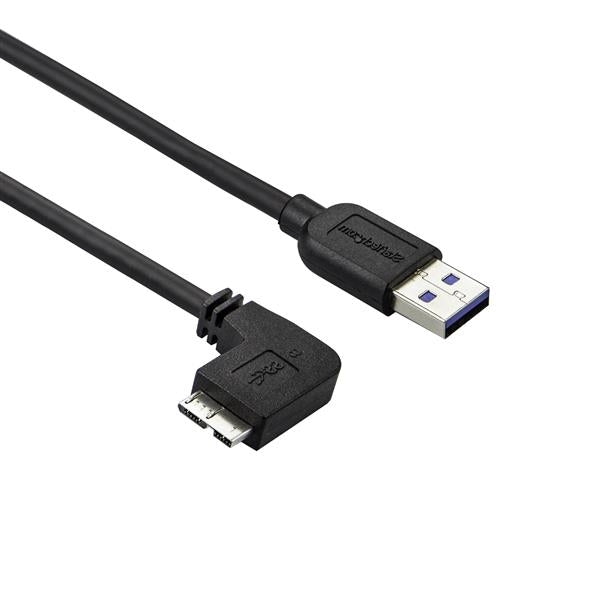 Cable Delgado 0.5M Micro Usb 3.0 Acodado A Izquierda A Usb A .