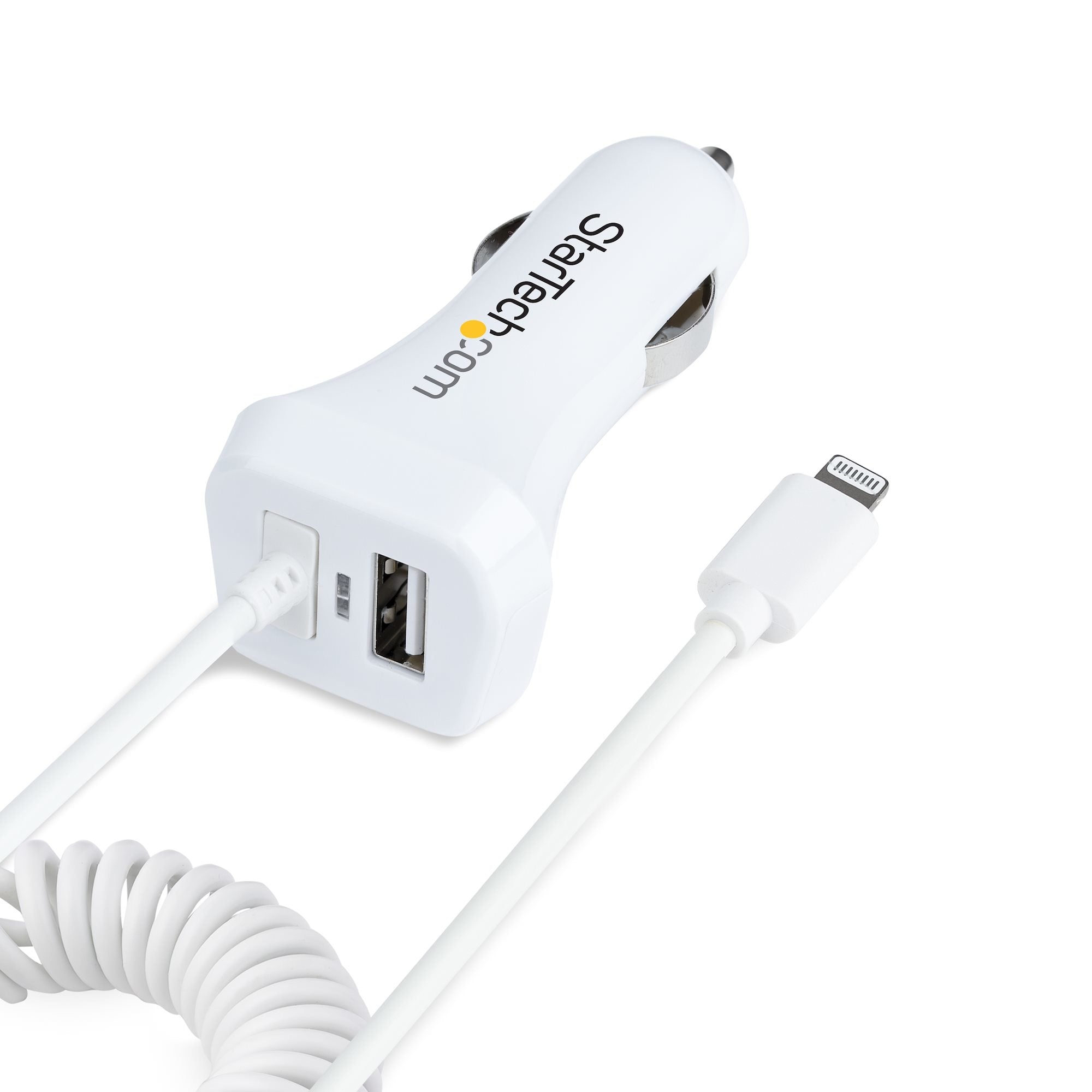 Cable De 1M Cargador De Coche Lightning Blanco En Espiral