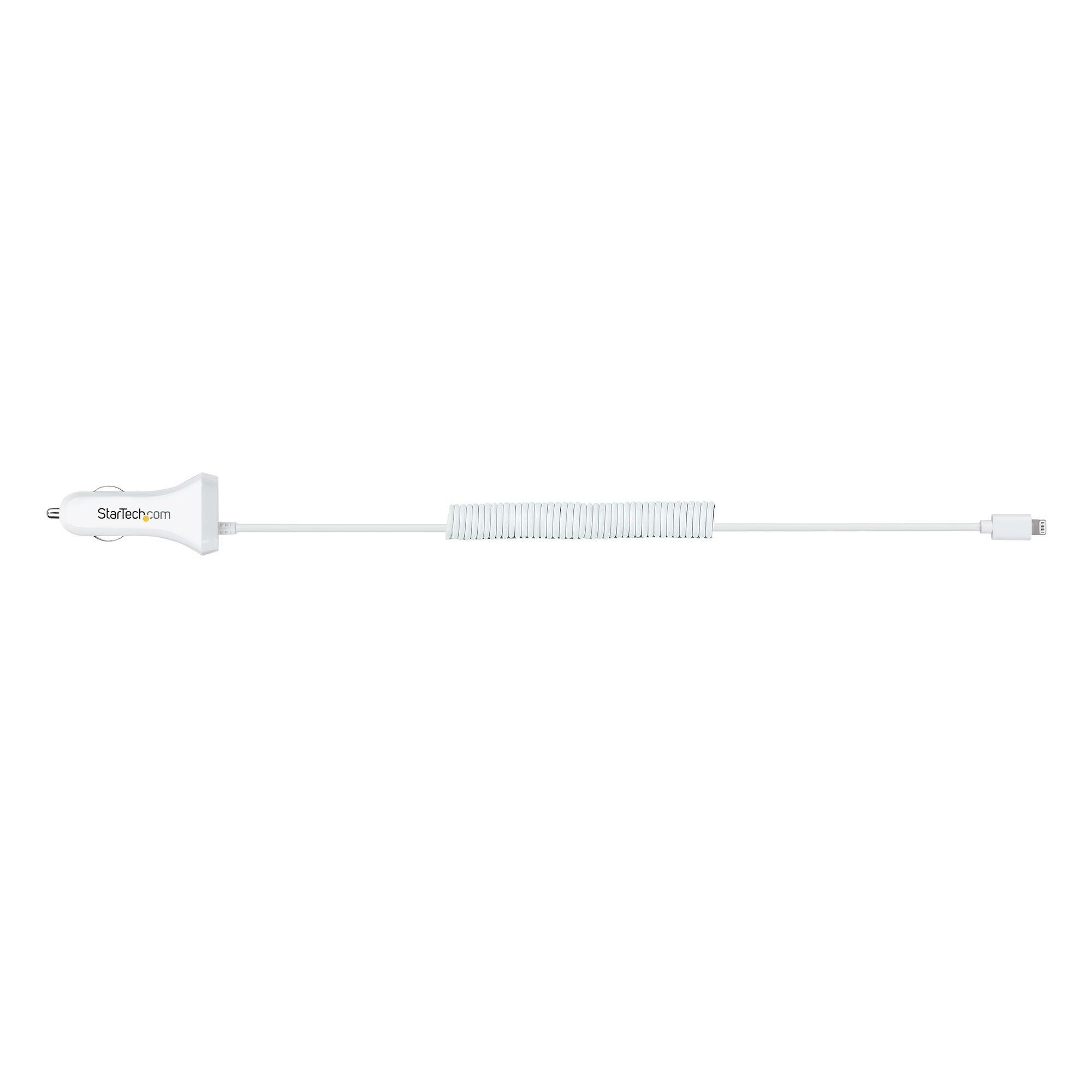 Cable De 1M Cargador De Coche Lightning Blanco En Espiral