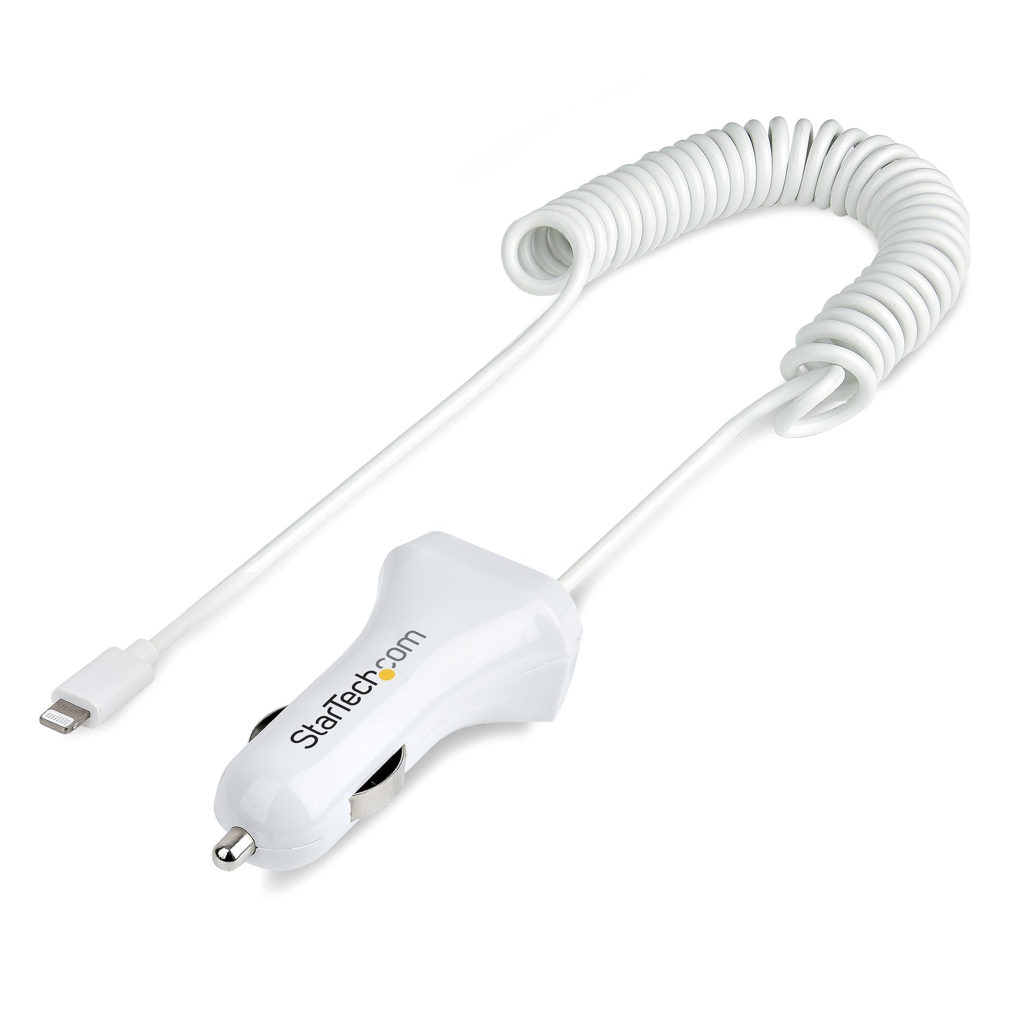 Cable De 1M Cargador De Coche Lightning Blanco En Espiral