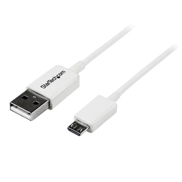 Cable 1M Micro Usb B A Usb A Adaptador Blanco Telefono       .