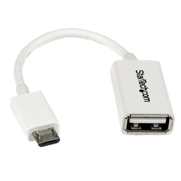 Cable Adaptador Microusb A Usb Otg Blanco 12Cm Macho A Hembra  .