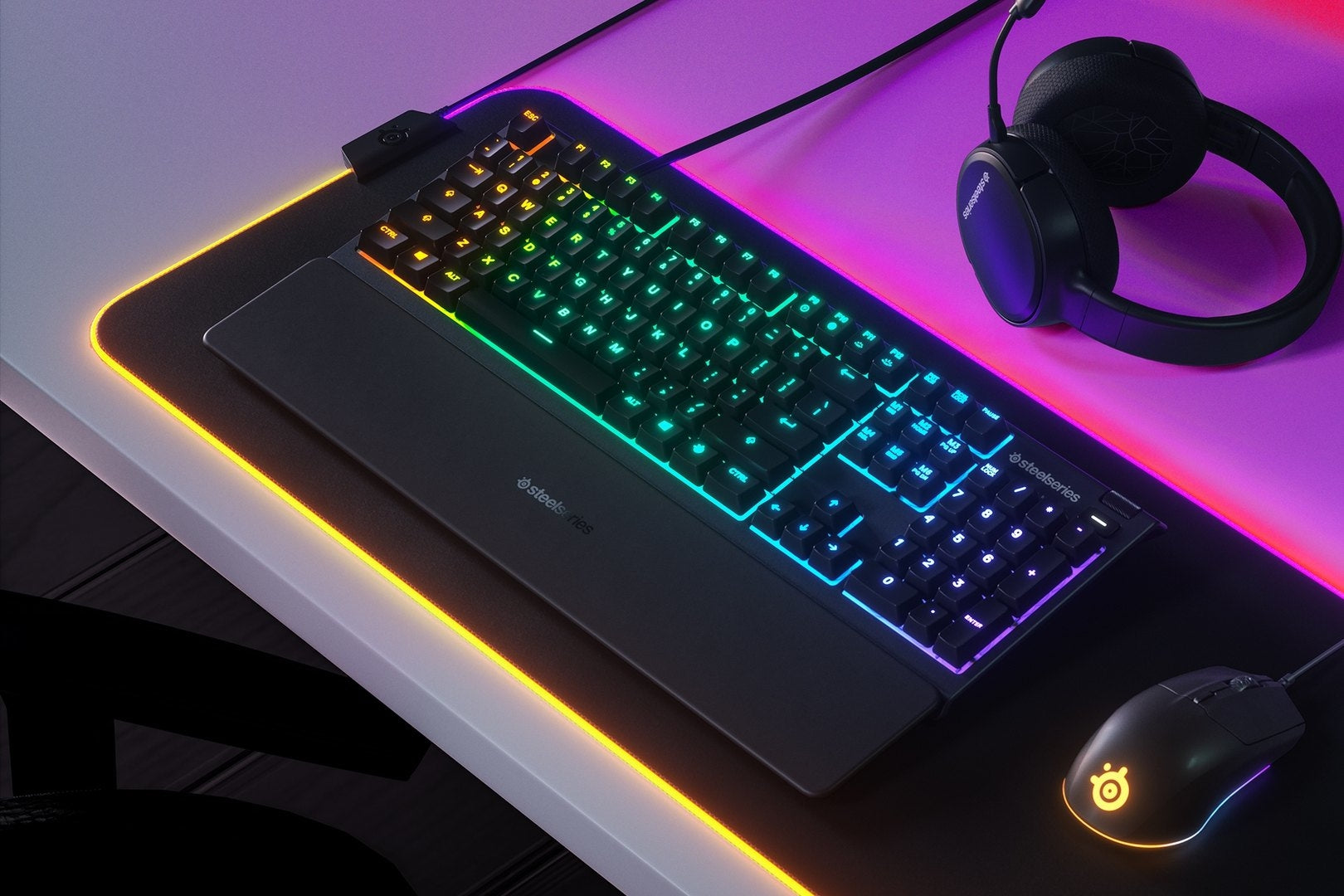 Teclado Steelseries 64795 Apex 3 Rgb Gaming. Iluminación De 10 Zonas. Ip32 Resistente Al Agua