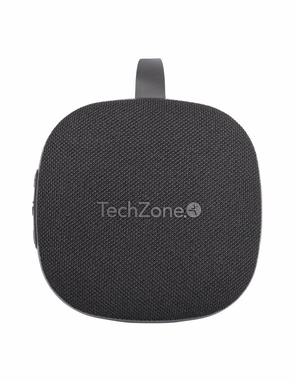 Bocina Techzone Horus Bluetooth Portátil Tzsp01 Tws Negro Alcance 10Mts Resistente Agua Ipx7 Duración En Uso 7Hrs.