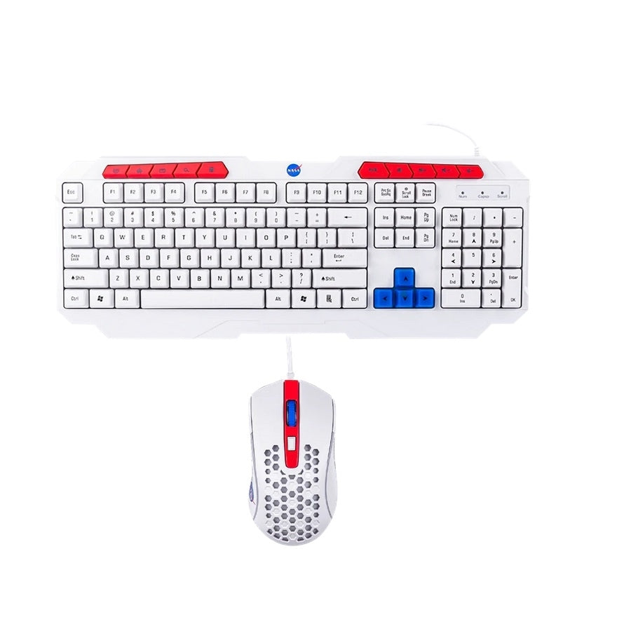 Kit De Teclado Y Mouse Alambrico Rgb Blanco Ns-Gc02 Nasa By Techzone