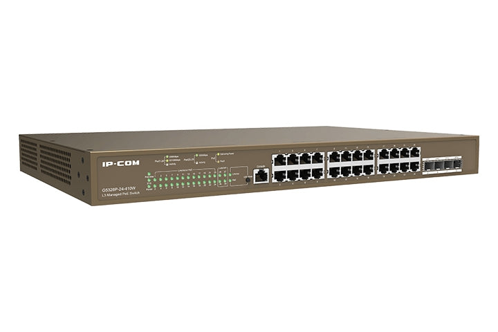 Switch Tenda G5328P-24-410W Ip-Com Capa 3 28 Puertos 24 Poe-410 Watts 4 Puertos Sfp 1000 Base-X Admite Abundantes Servicios, Como Enrutamiento Estatico Basado En Ipv4 Vlan Igmp Qos Acl Dhcp