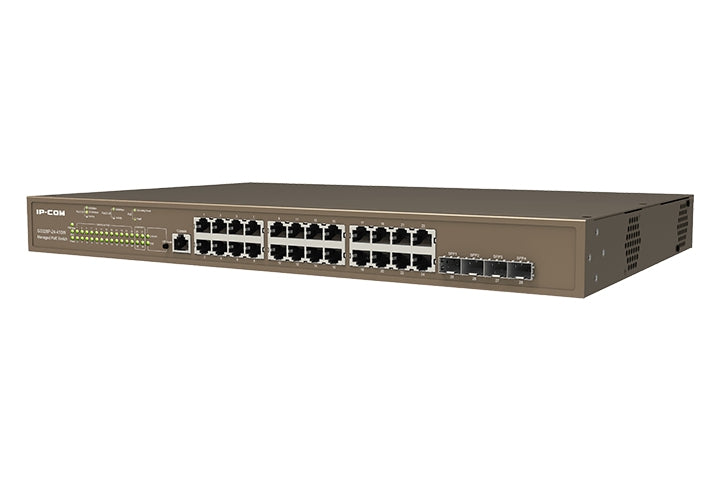 Switch Tenda G5328P-24-410W Ip-Com Capa 3 28 Puertos 24 Poe-410 Watts 4 Puertos Sfp 1000 Base-X Admite Abundantes Servicios, Como Enrutamiento Estatico Basado En Ipv4 Vlan Igmp Qos Acl Dhcp