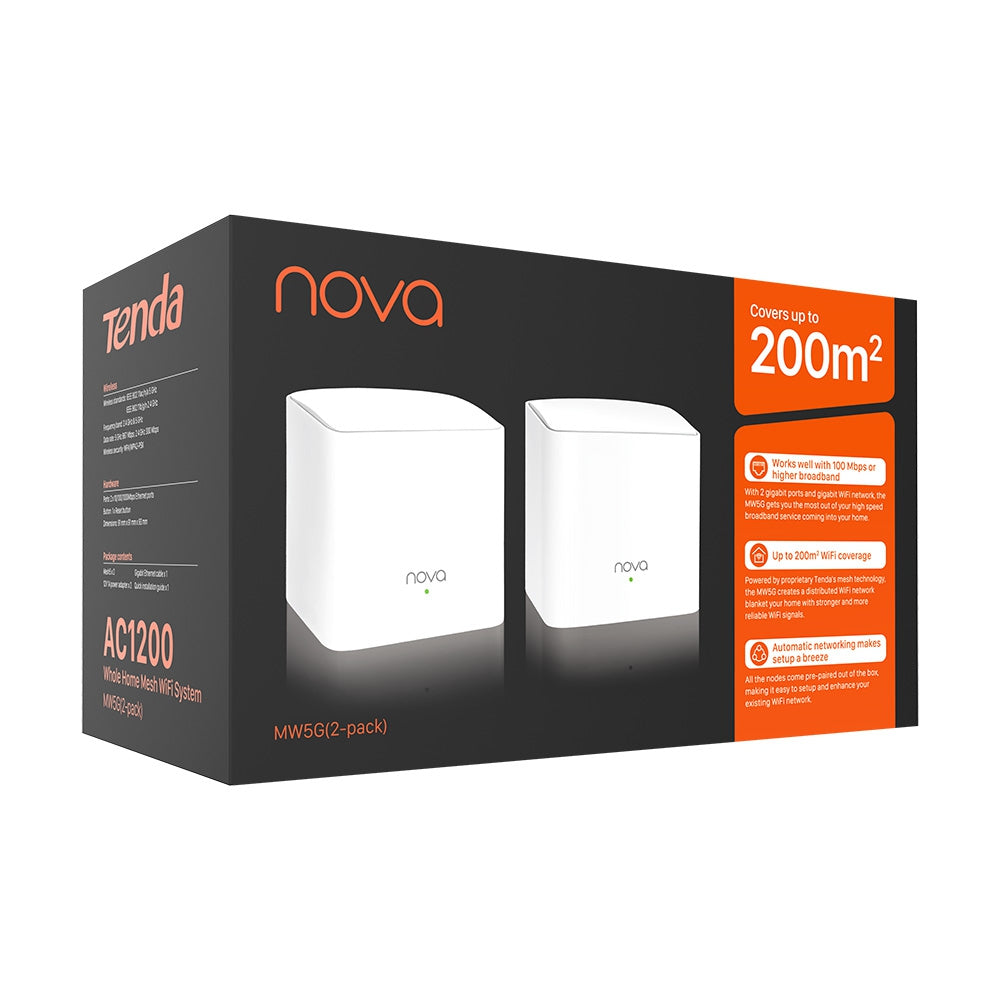 Router Tenda Mw5G (2-Pack) Mesh Wi-Fi Ac1200