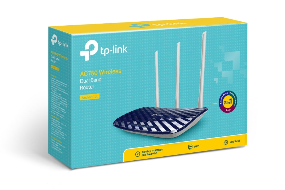 Tp-Link (Ed)Router Wi-Fi  Archer C20 Doble Banda Ac750/ Archer C20