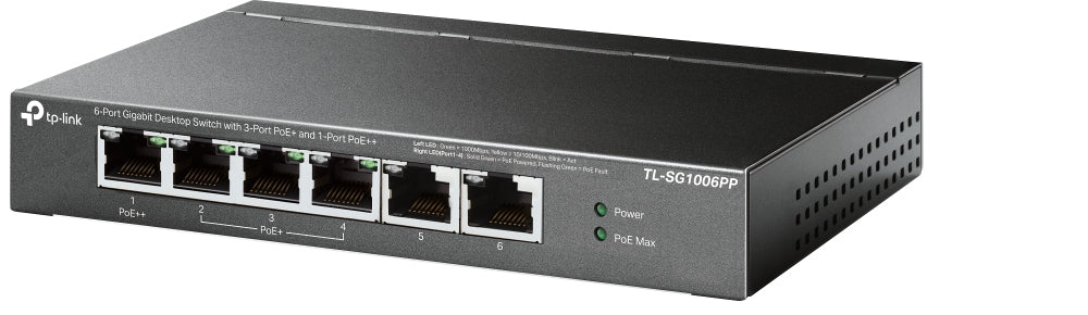 Switch De Escritorio Gigabit Tp-Link 6Ptos 3Poe+ 1Poe++ /Tl-Sg1006Pp