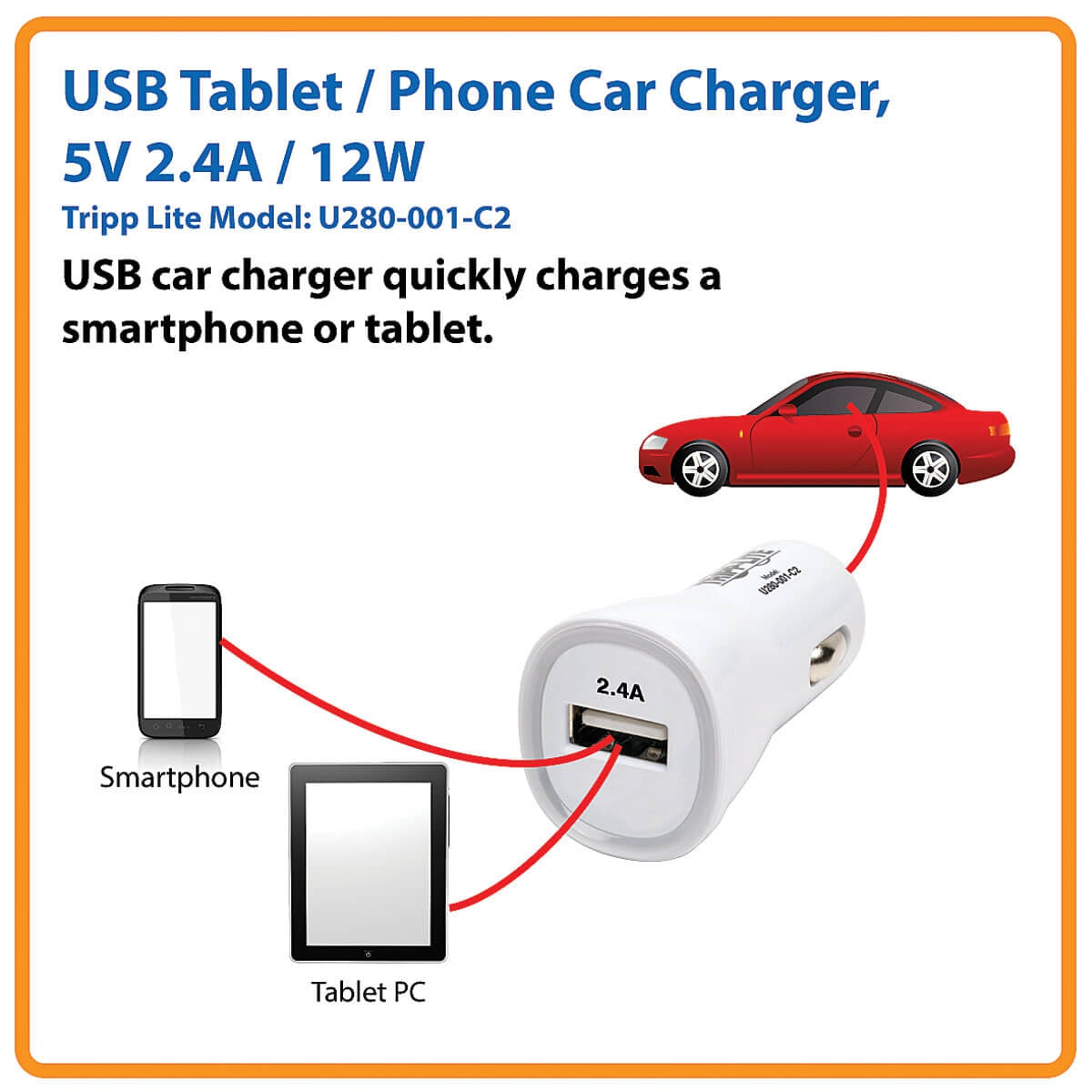 Cargador Usb De Auto Para Table Telefono 5V 2.4A 12W