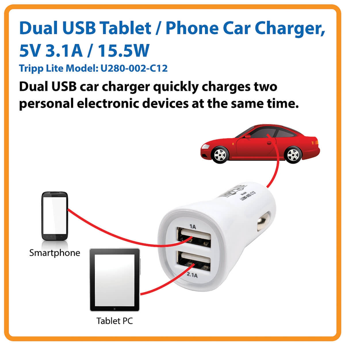 Cargador De Auto Usb Dual Para Tableta Telefono 5V 3.1A 15.5W