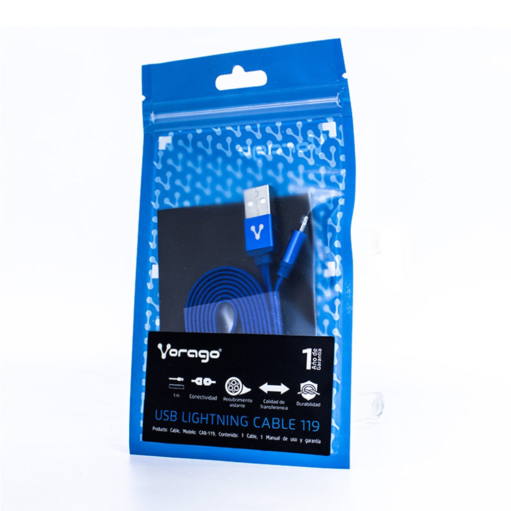 Cable Vorago Cab-119 Azul Usb-A Pple Lightning 1 Metro Azul Bolsa