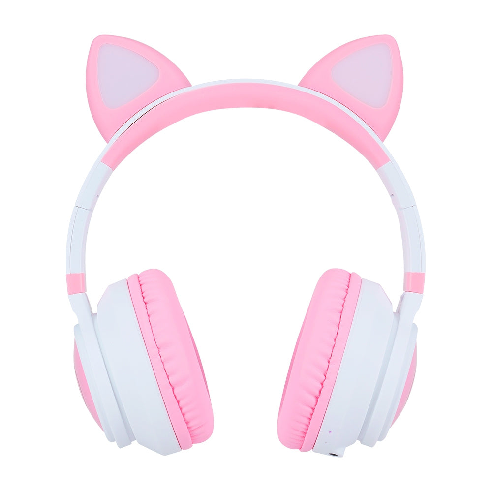 Diadema Vorago Bluetooth 3.5Mm Kitten Rgb 6Hrs Rosa/Blanco Hpb-300K