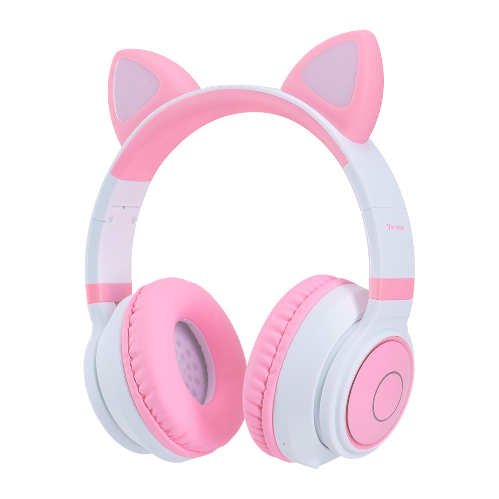 Diadema Vorago Bluetooth 3.5Mm Kitten Rgb 6Hrs Rosa/Blanco Hpb-300K