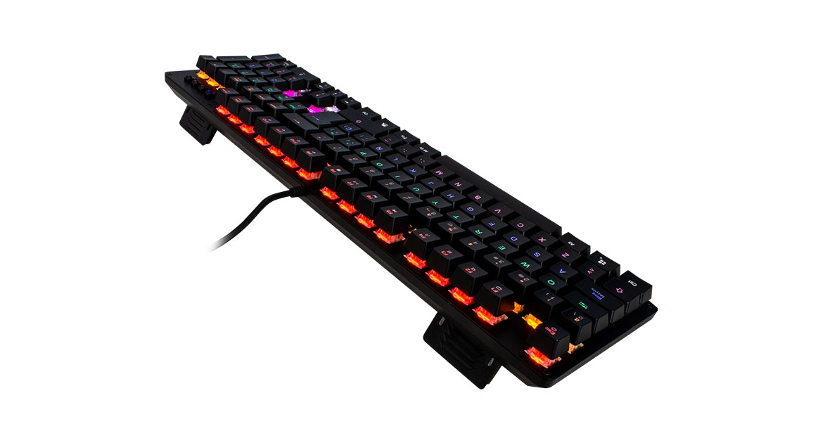 Teclado Mecanico Gamefactor Factor Kbg400-B Usb Qwerty Negro Multicolor Switch Azul