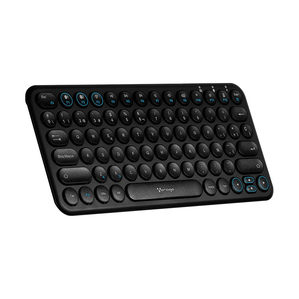 Teclado Vorago Slim Recargable Tipo C, 2 Bt+Wireless Negro Kbw-400