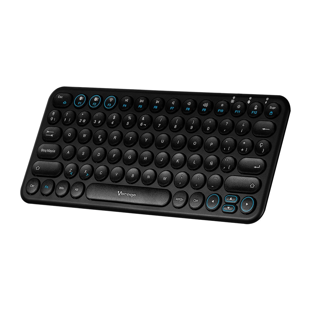 Teclado Vorago Slim Recargable Tipo C, 2 Bt+Wireless Negro Kbw-400