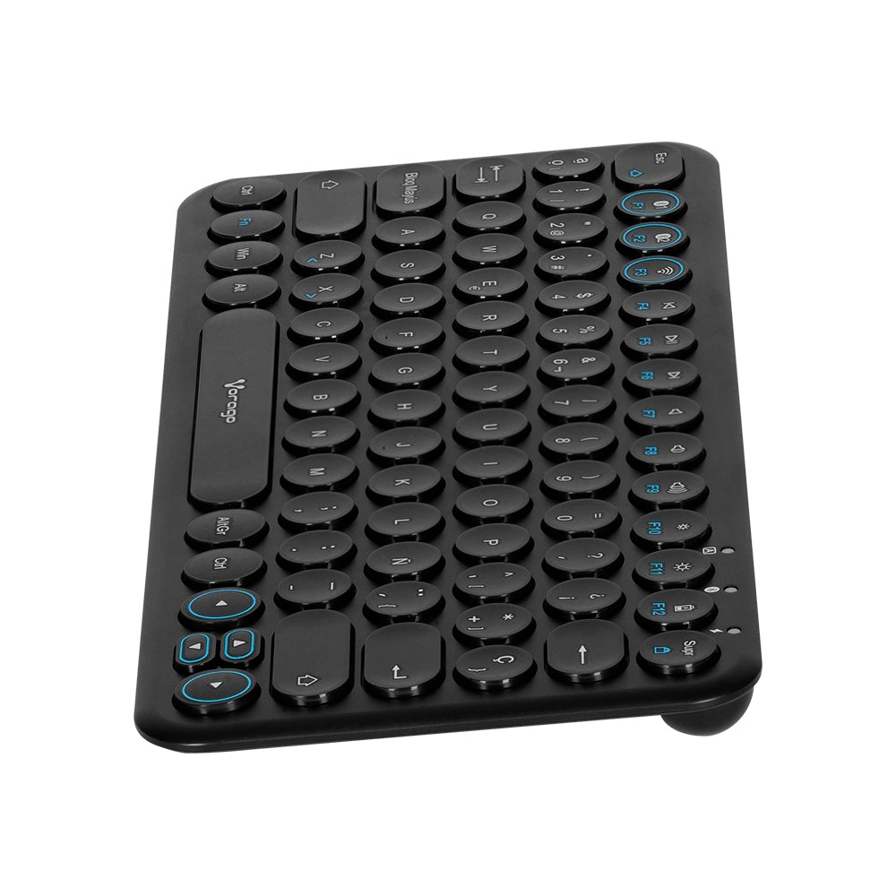 Teclado Vorago Slim Recargable Tipo C, 2 Bt+Wireless Negro Kbw-400