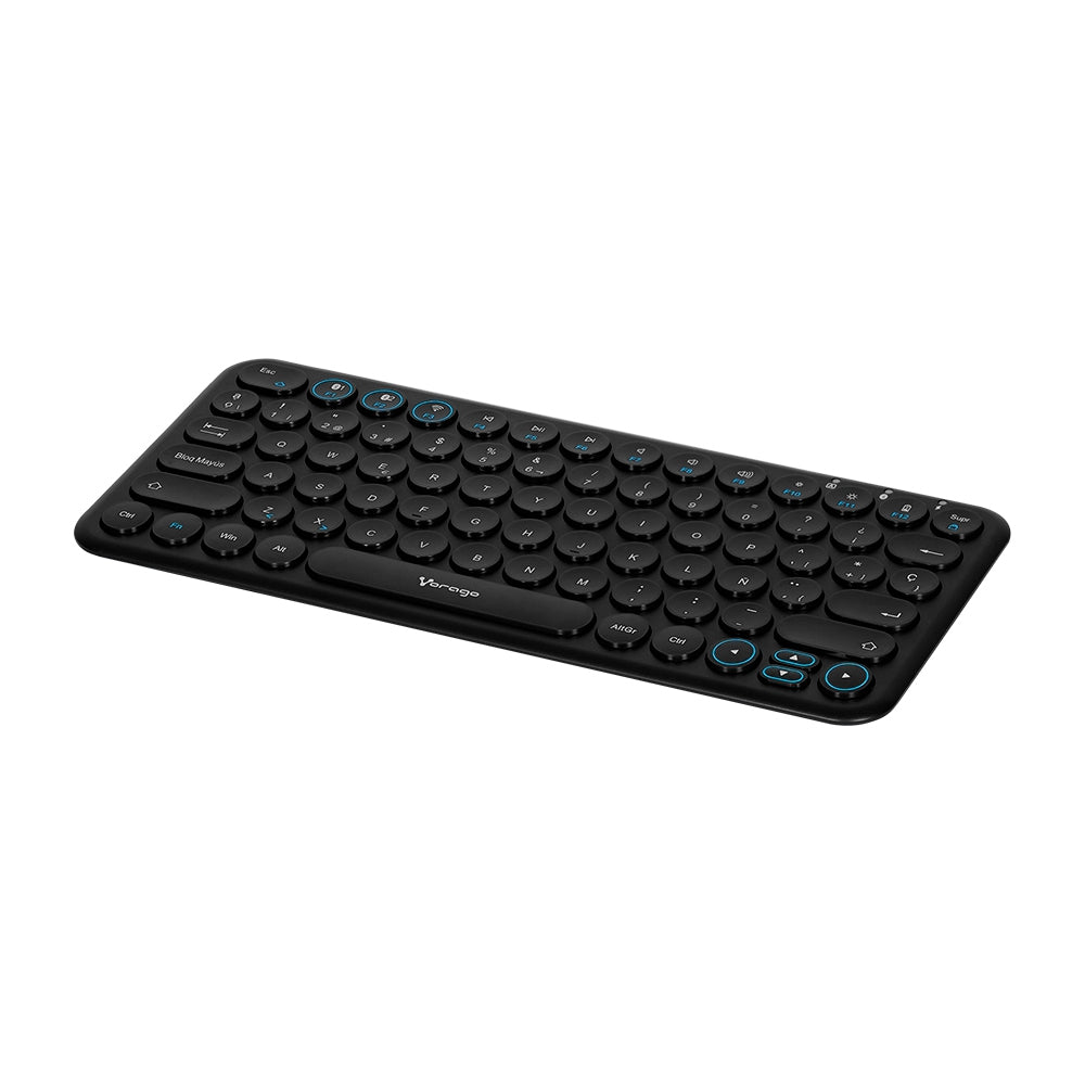 Teclado Vorago Slim Recargable Tipo C, 2 Bt+Wireless Negro Kbw-400