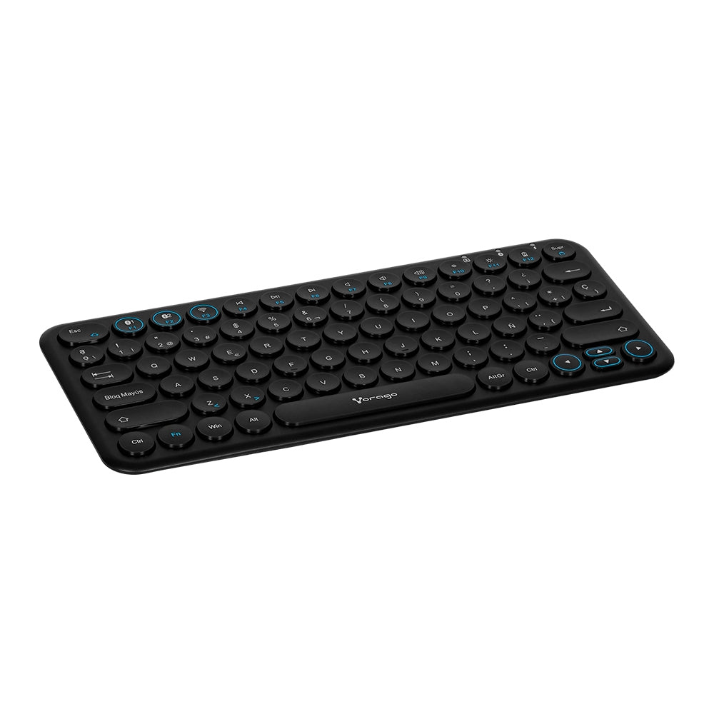 Teclado Vorago Slim Recargable Tipo C, 2 Bt+Wireless Negro Kbw-400