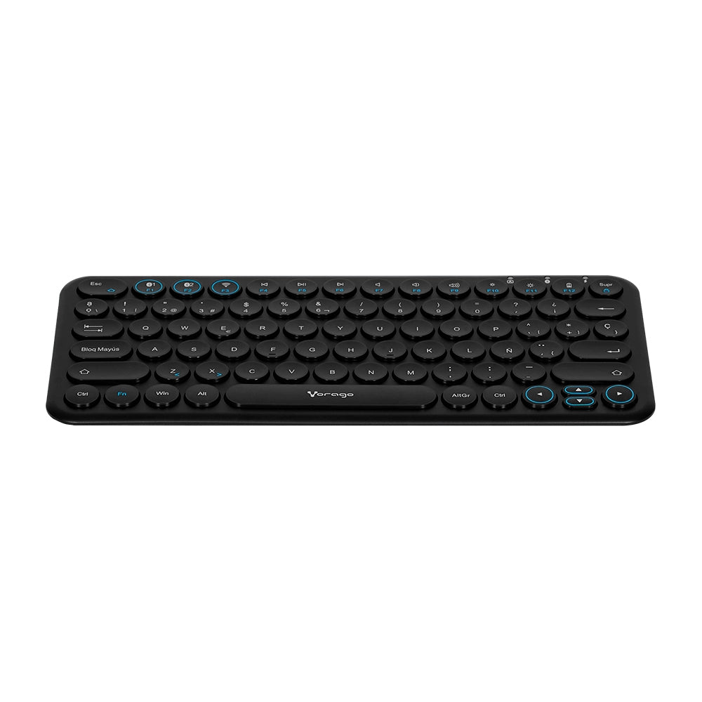 Teclado Vorago Slim Recargable Tipo C, 2 Bt+Wireless Negro Kbw-400