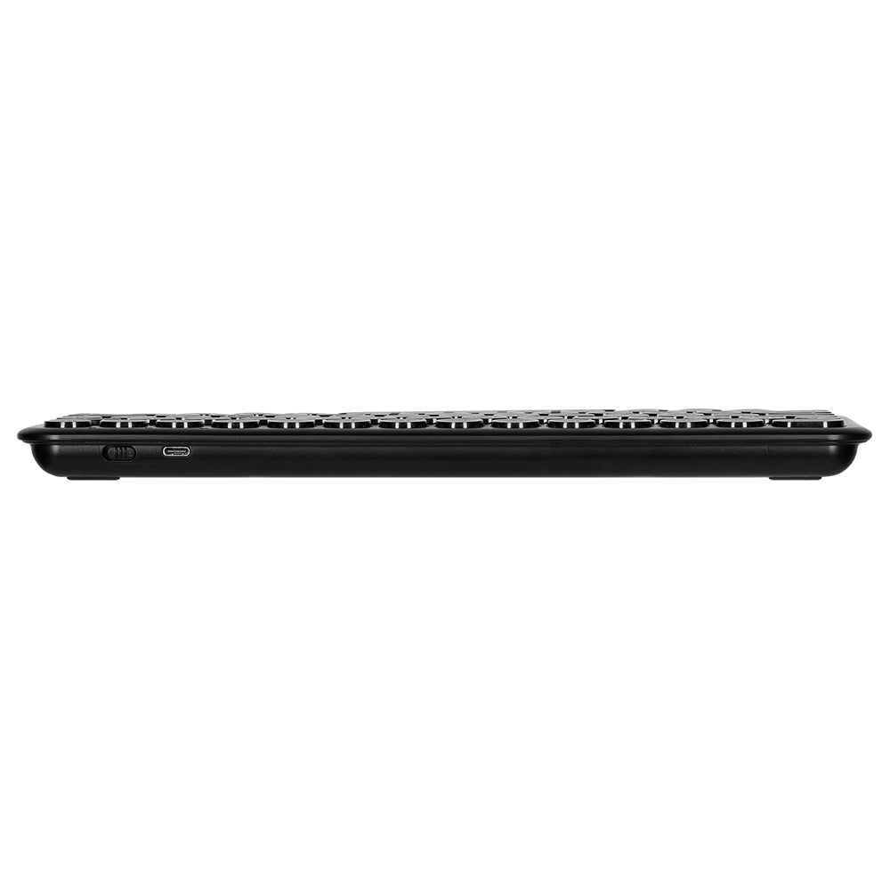 Teclado Vorago Slim Recargable Tipo C, 2 Bt+Wireless Negro Kbw-400