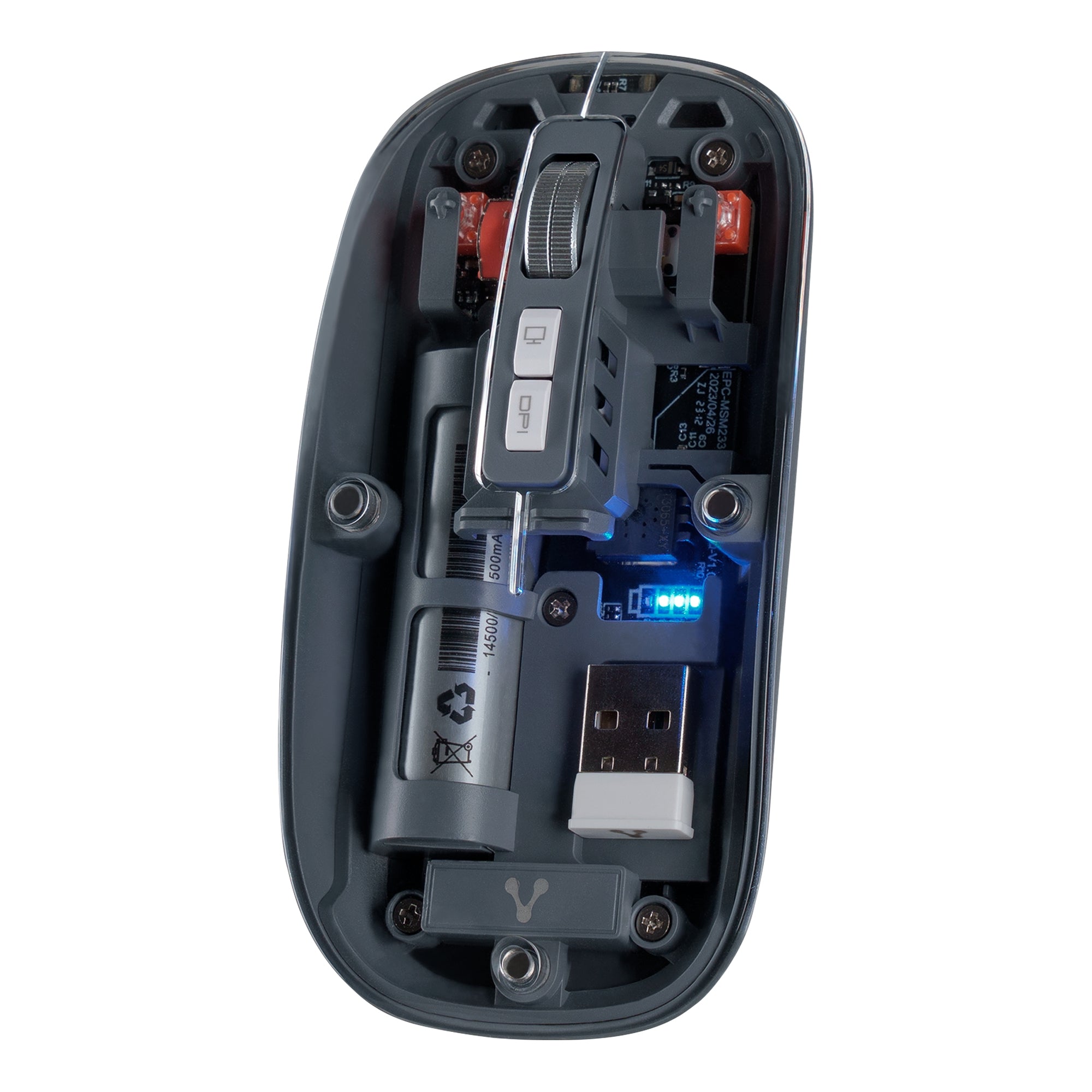 Mouse Vorago Inalámbrico Bt 1,600 Dpis Recargable Transparente Mo-415