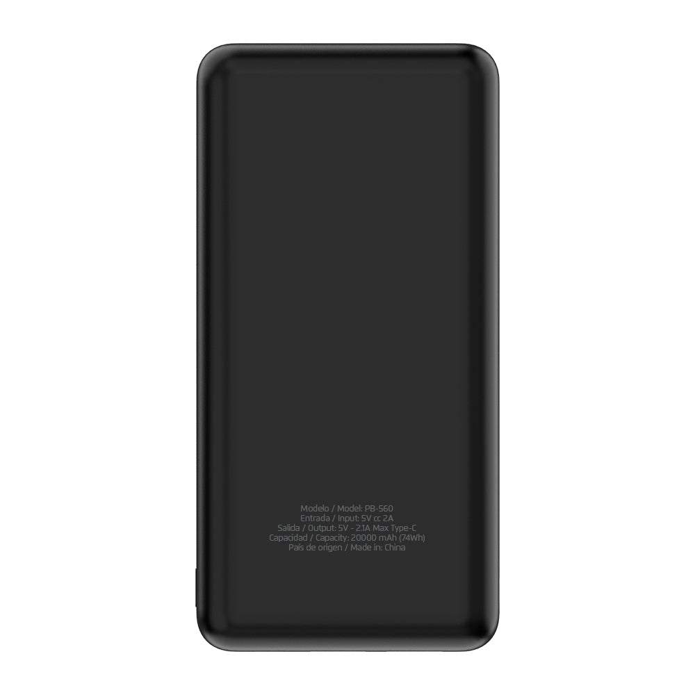 Power Bank Vorago Usb Y Tipo C 20,000 Mah Lcd Negro Pb-560-Bk