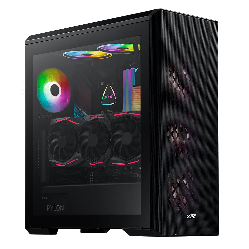 Gabinete Gaming Xpg Defender Gamer Media Torre. Panel Lateral Vidrio Templado. Tres Ventiladores Incluidos. Color Negro. Defender-Bkcww