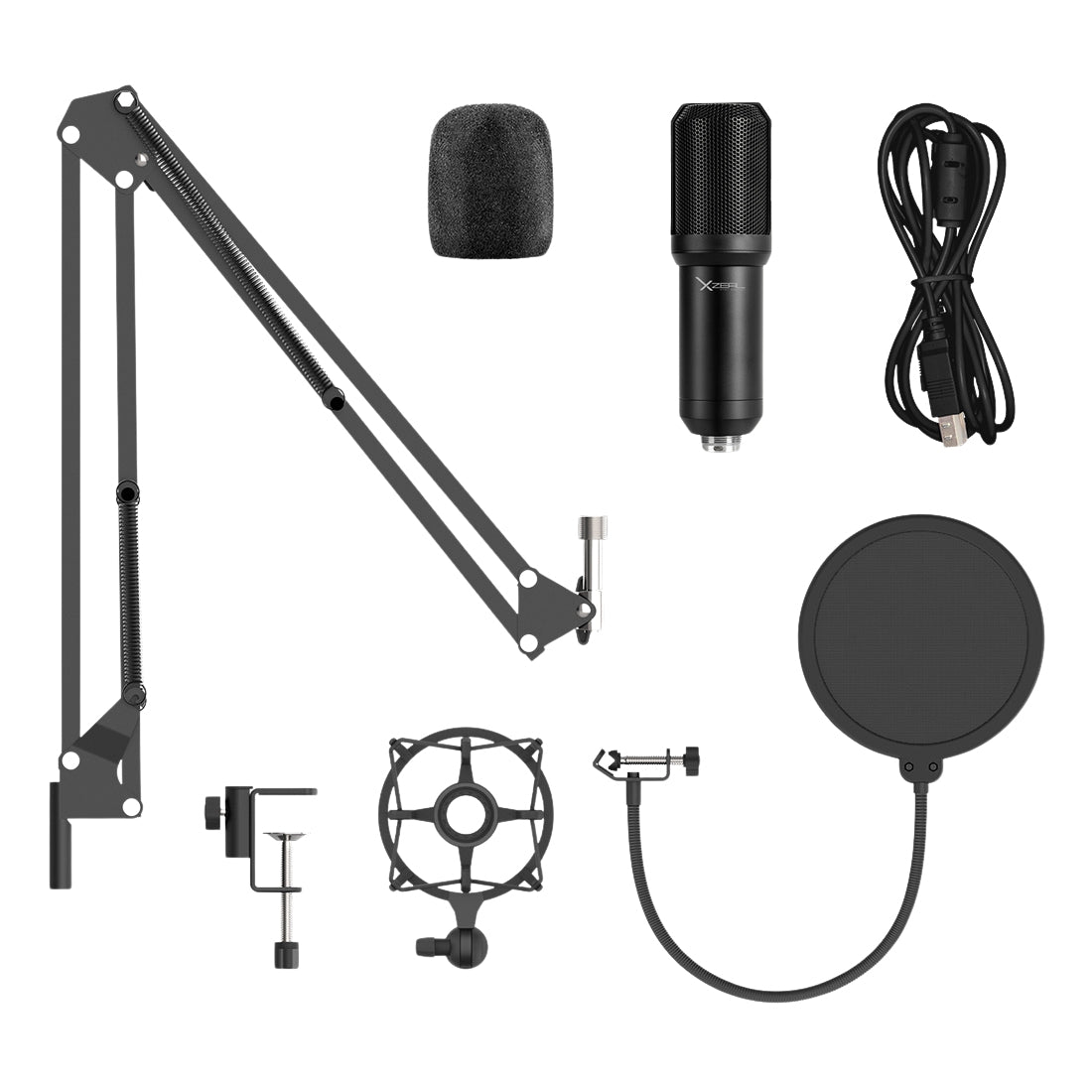 Xzeal Xz-260 Professional Microphone Kit /Anti-Pop/Usb/Black