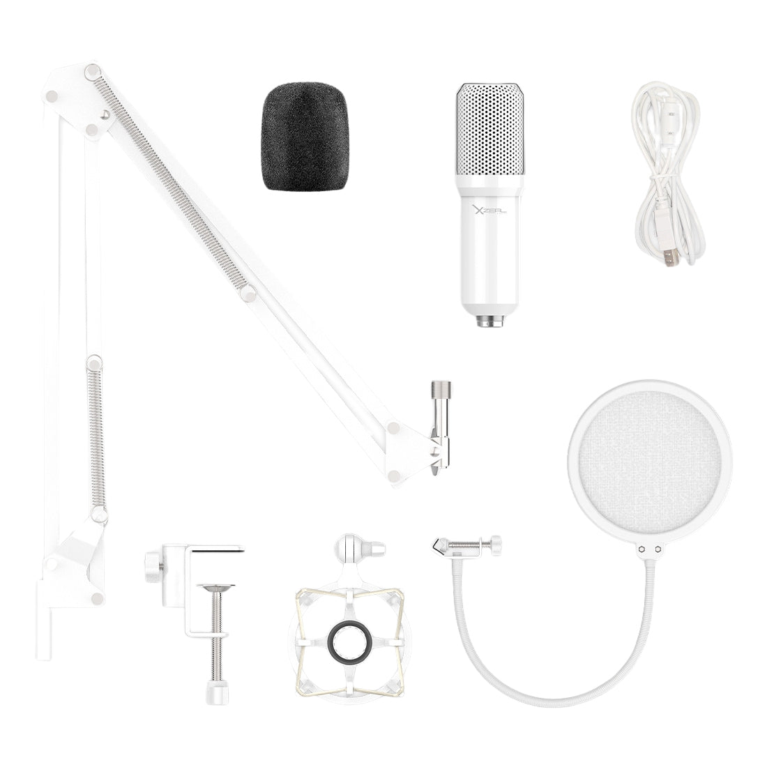 Xzeal Xz-260 Professional Microphone Kit /Anti-Pop/Usb/White