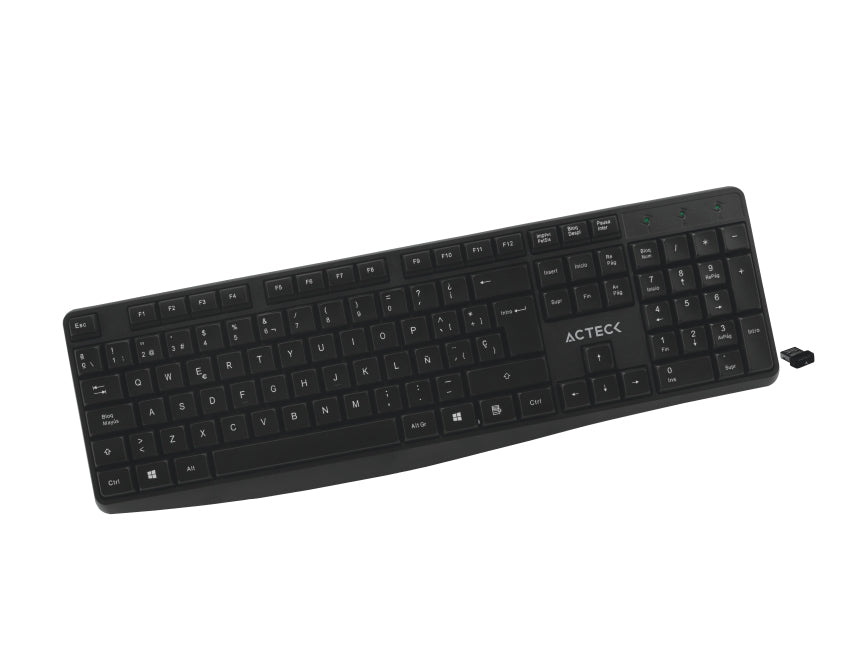 Teclado Acteck Tk120 Ac-931649 Inalámbrico Estándar Negro Requiere Batería Aaa Receptor Usb 2.4 Ghz