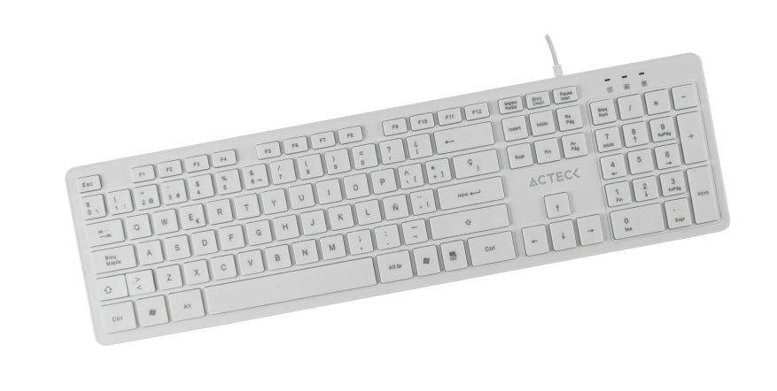 Teclado Acteck Tx22 105 Teclas Conexión Usb .Compatibilidad Windows Xp Vista 7/ 8 Color Blanco