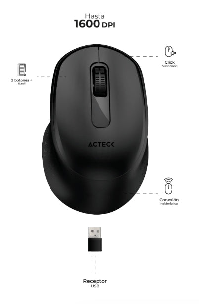 Mouse Acteck Ergo Mi470 Inalámbrico 2.4Ghz Optimize